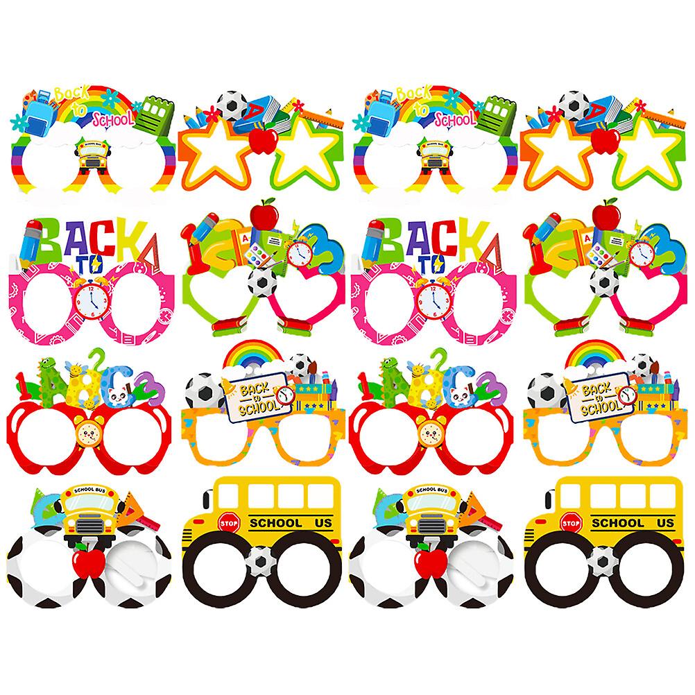 16pcs Back-to-school Parties Paper Glasses Party Decorative Glasses Party Favors