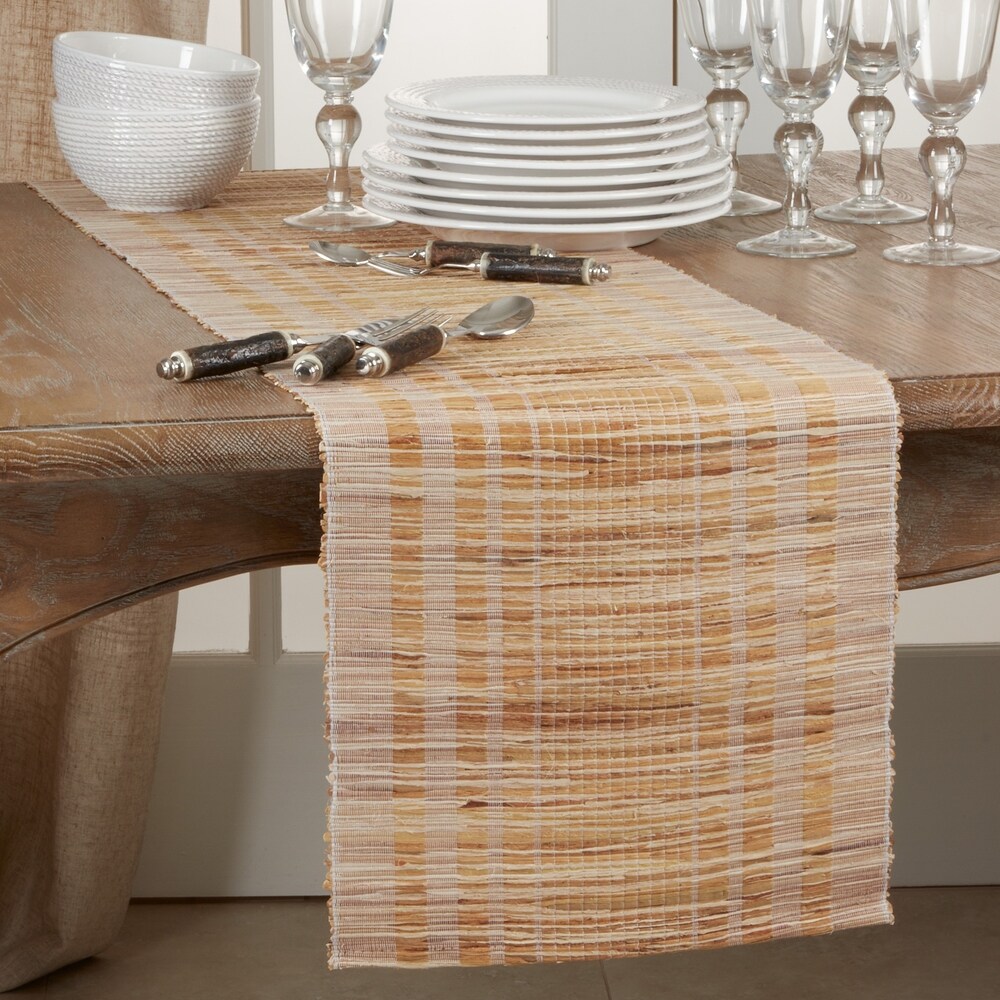 Water Hyacinth Table Runner with Striped Design