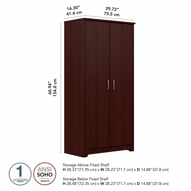 Bush Furniture Cabot Kitchen Pantry Cabinet in Harvest Cherry - Engineered Wood