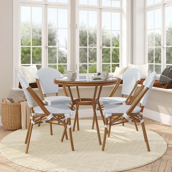 Indoor/Outdoor Commercial Bistro Set with Table and Four Chairs