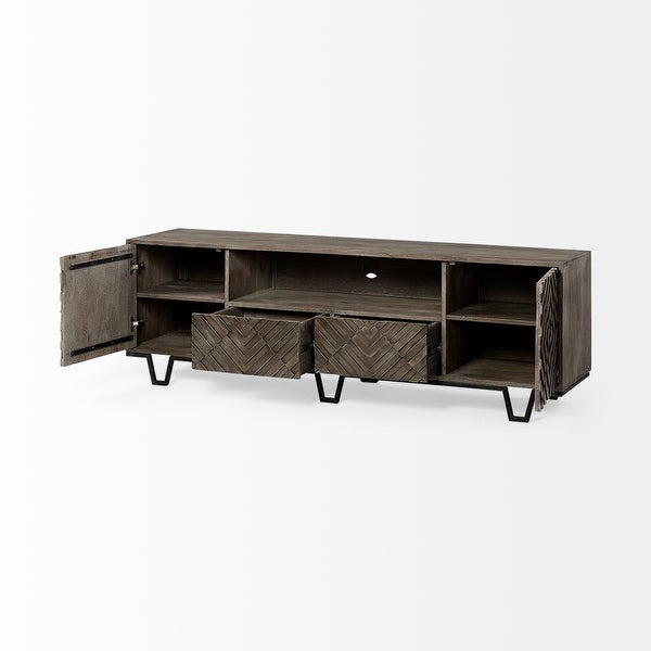 Argyle II Medium Brown Wood and Metal TV Stand / Media Console with Storage - 76