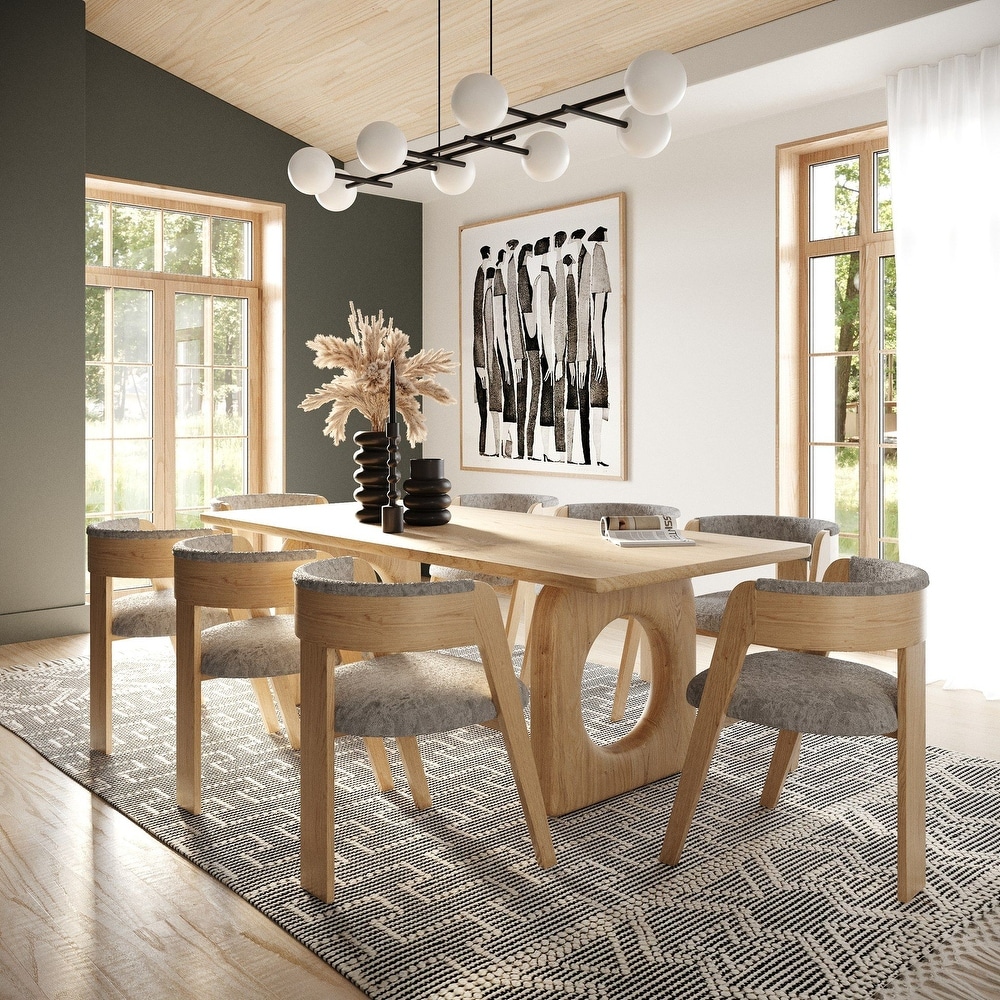 Modrest Washington   Modern Natural Oak Rectangular Dining Table