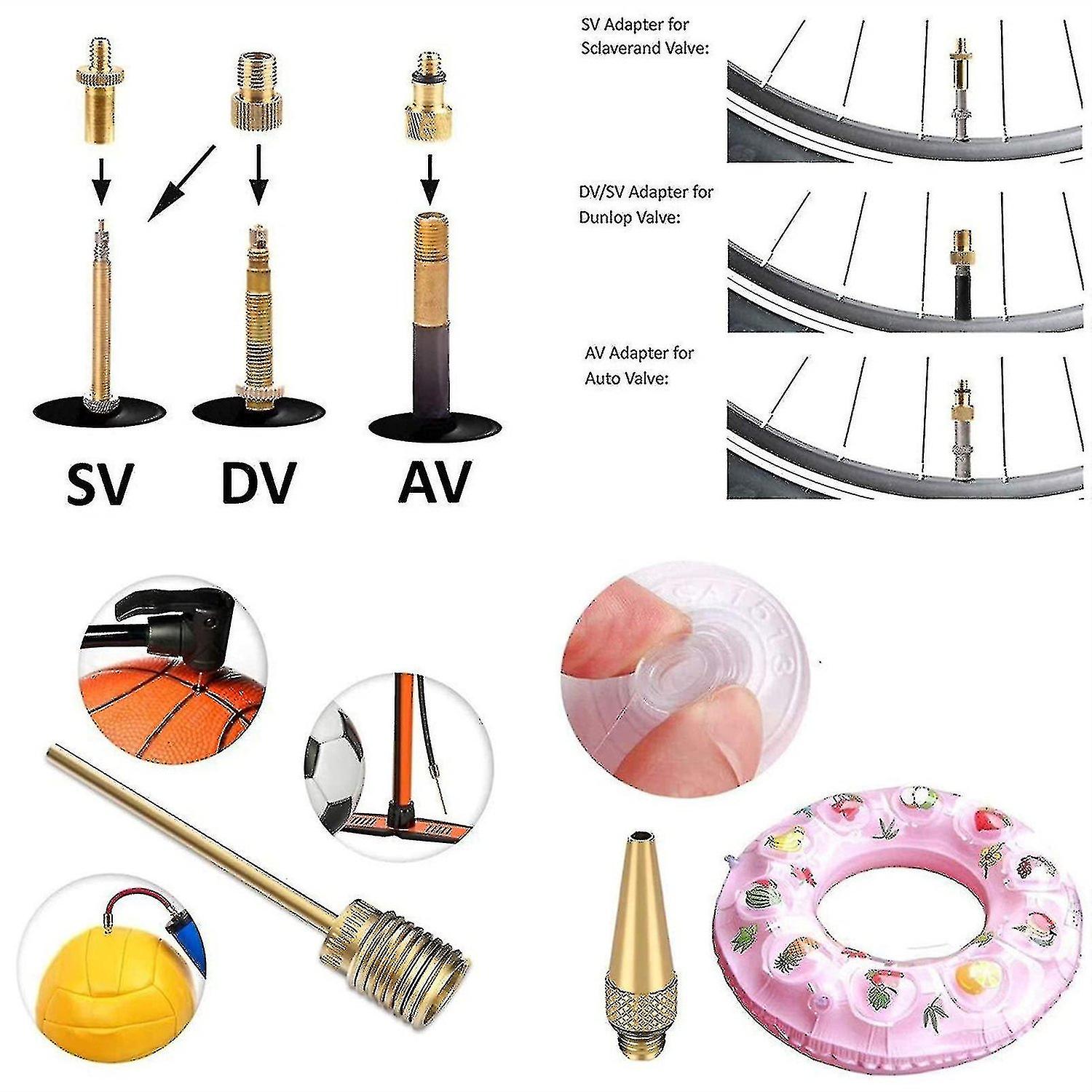 Bicycle Pump Bicycle Valve Adapter 14pcs Air Pump Accessories To Send 10 Gasket Valves - Aespa