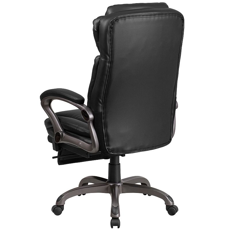 Emma and Oliver High Back Black LeatherSoft Reclining Ergonomic Outer Lumbar Swivel Office Chair