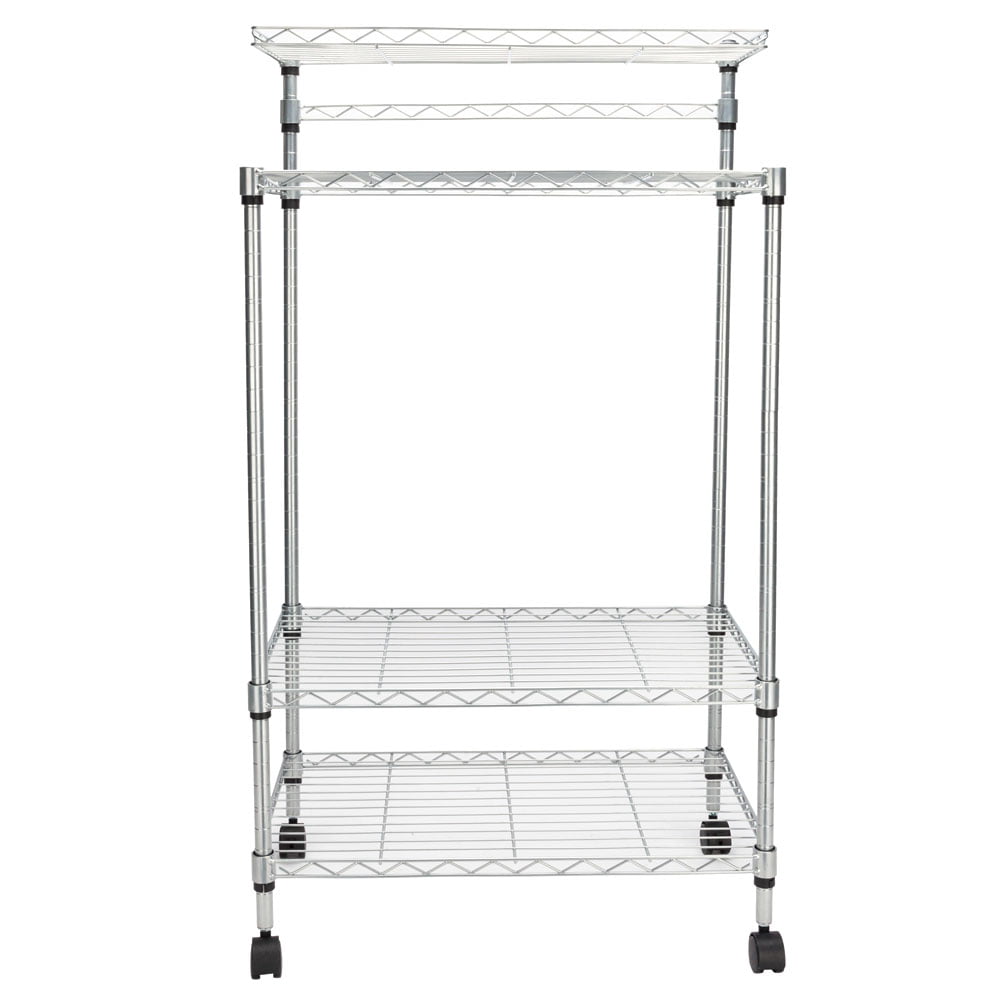 UBesGoo 4-Layer Bakers Rack Kitchen Cart Island Microwave Oven Stand Shelf Workstation Storage Organizer Silver