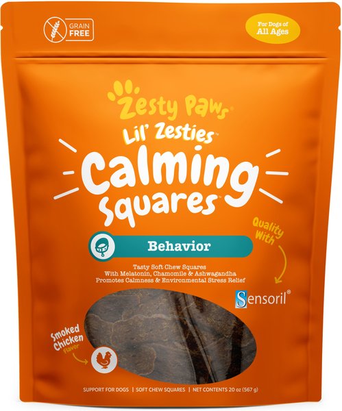 Zesty Paws Lil' Zesties Calming Squares Chicken Flavored Soft Chews Calming Supplement for Dogs