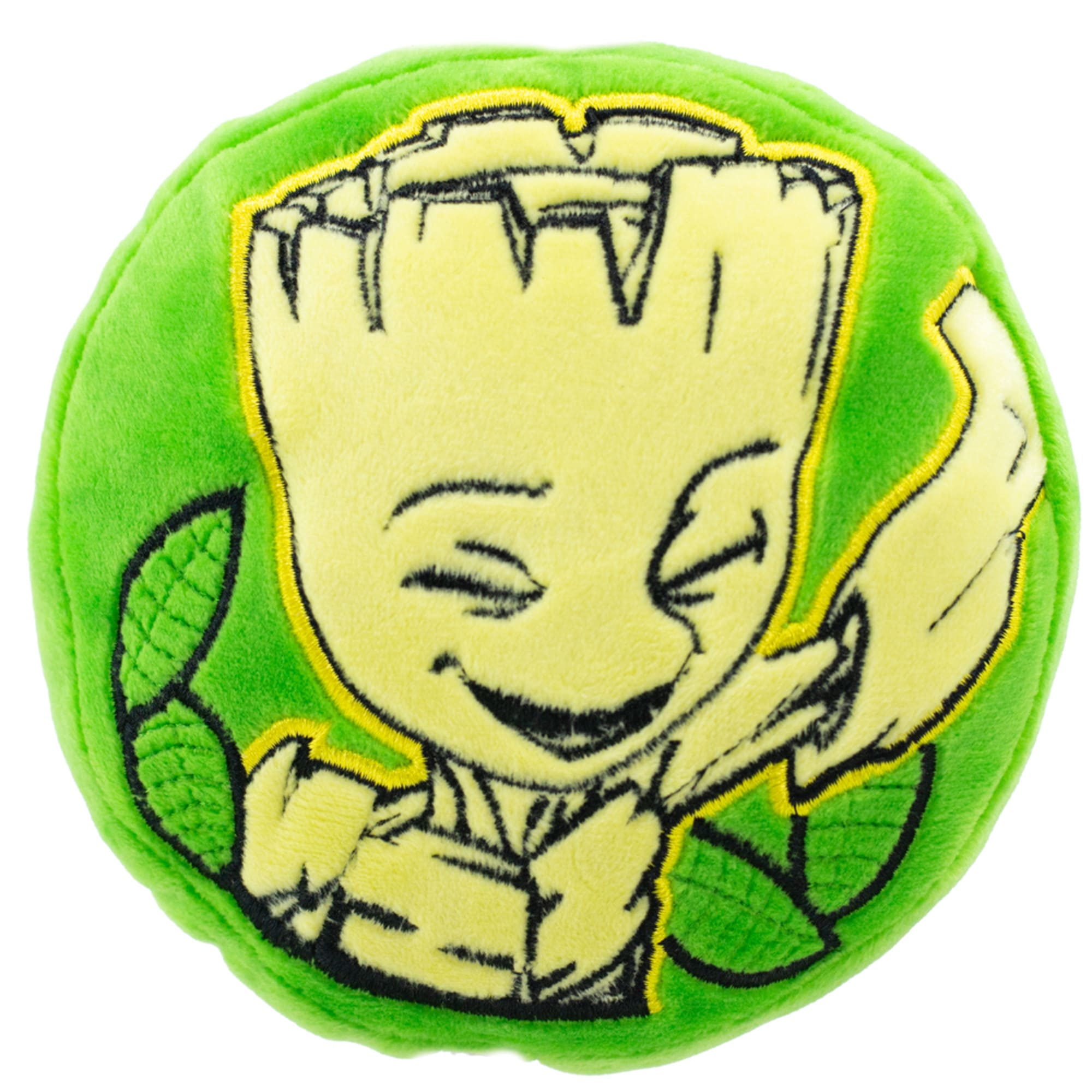 Buckle-Down Green/Brown Marvel Groot Happy Pose Leaves Plush Squeaker Dog Toy， X-Small