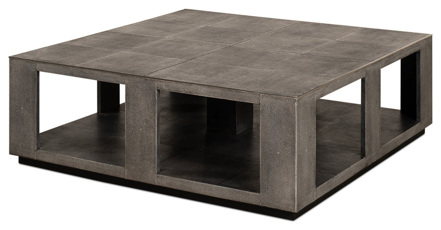 Partners Shagreen Leather Square Coffee Table   Contemporary   Coffee Tables   by Sideboards and Things  Houzz