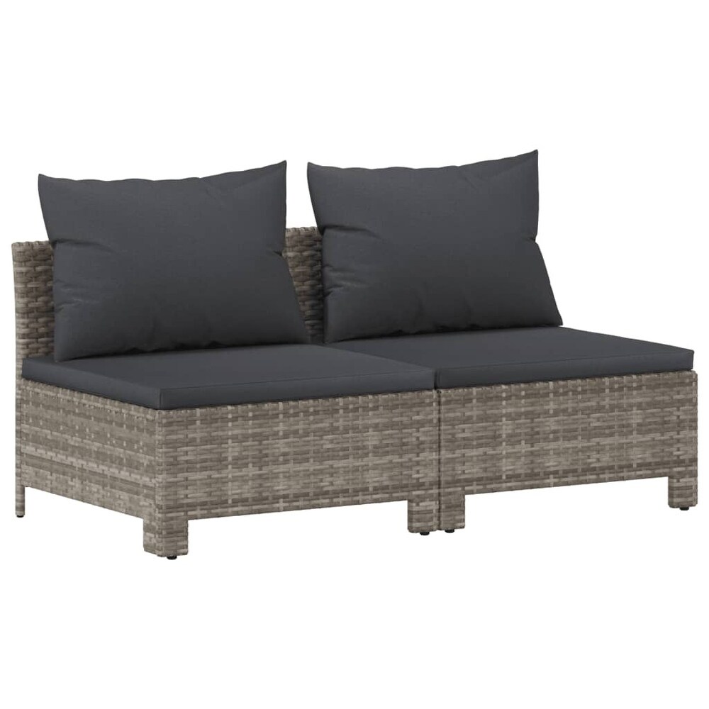 vidaXL 4 Piece Patio Lounge Set with Cushions Gray Poly Rattan