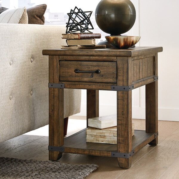 Carbon Loft Michael Farmhouse Timber Pine Rectangular End Table - 20.00l x 26.00w x 24.00h