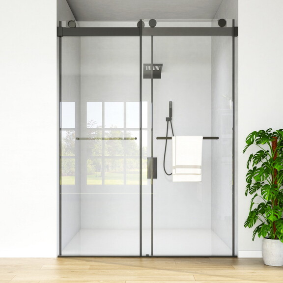 60 in. W x 76 in. H Sliding Frameless Shower Door ...