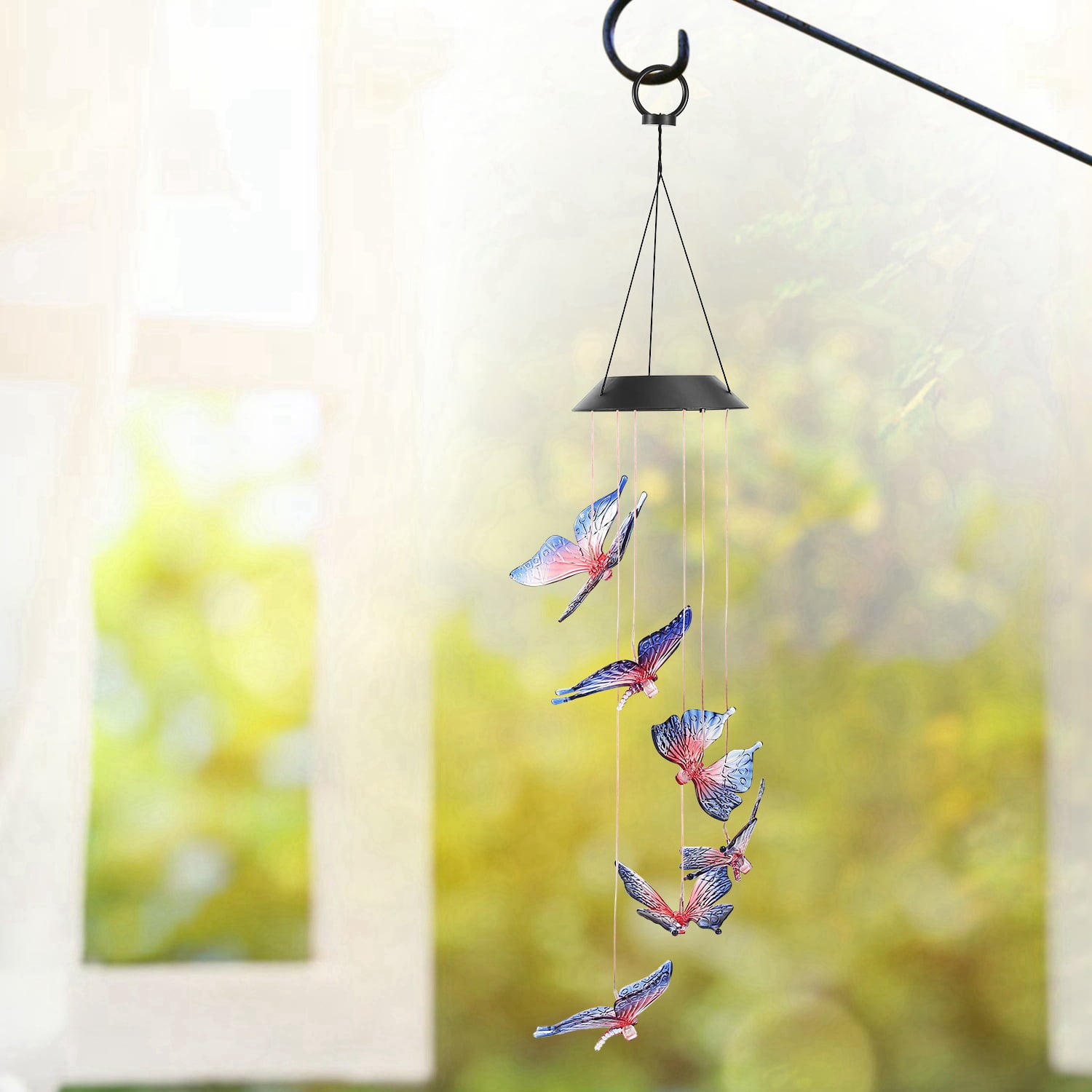 Solar LED Butterfly String Light Wind Chimes for Patio Garden