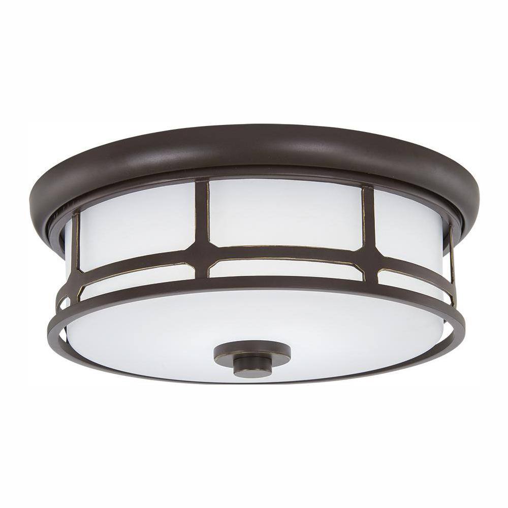 Hampton Bay Portland Court 14 in. 1-Light Oil Rubbed Bronze with Gold Highlights LED Flush Mount 23984