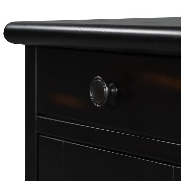 1-Drawer Solid Wood End Table with USB Ports