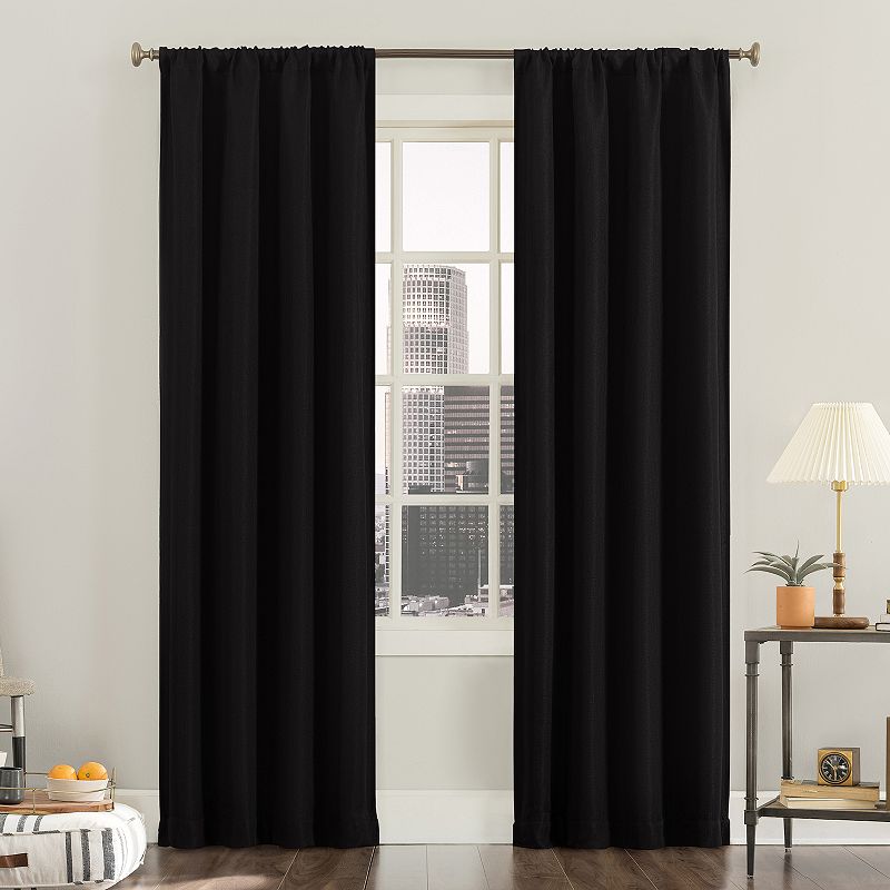 Sun Zero Brimfield Solid Blackout Rod Pocket Set of Two Window Curtain Panels