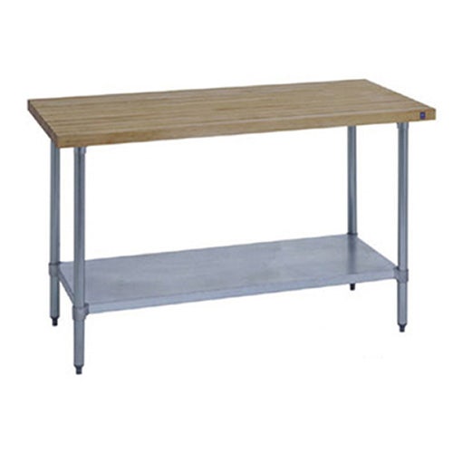 Duke 7121A-3696 Wood Top Work Table with Galvanized Undershelf， 36