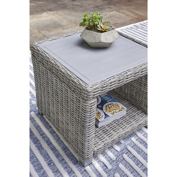 Signature Design by Ashley Naples Beach Light Gray Square Outdoor End Table