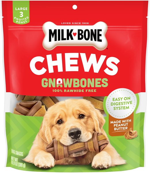 Milk-Bone Gnaw Bones Large Peanut Butter Flavored Dog Chews， 3 count