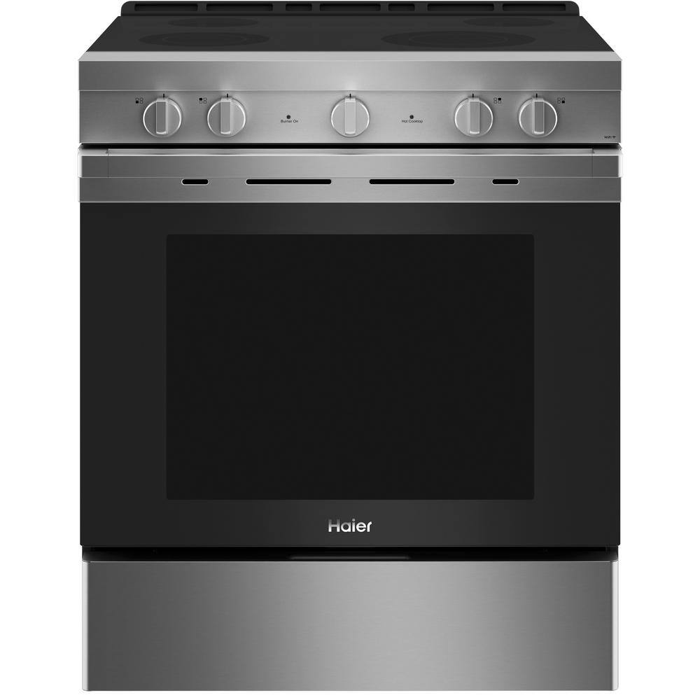 Haier 5.7 cu. ft. Smart Slide in Electric Range with Self Cleaning Convection Oven in Stainless Steel QSS740RNSS