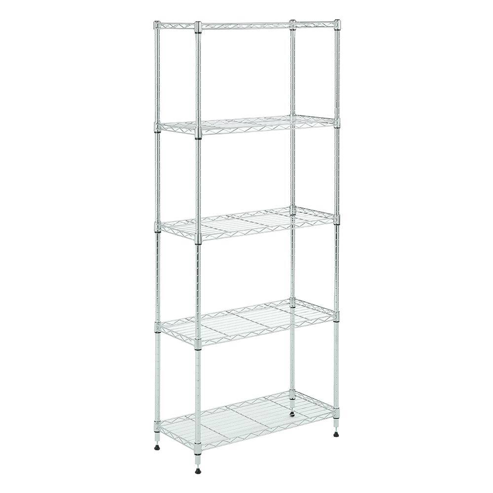 MZG Chrome 5-Tier Steel Shelving (11.8 in. x 25.6 in. x 59 in.) 3065150OAH501SG