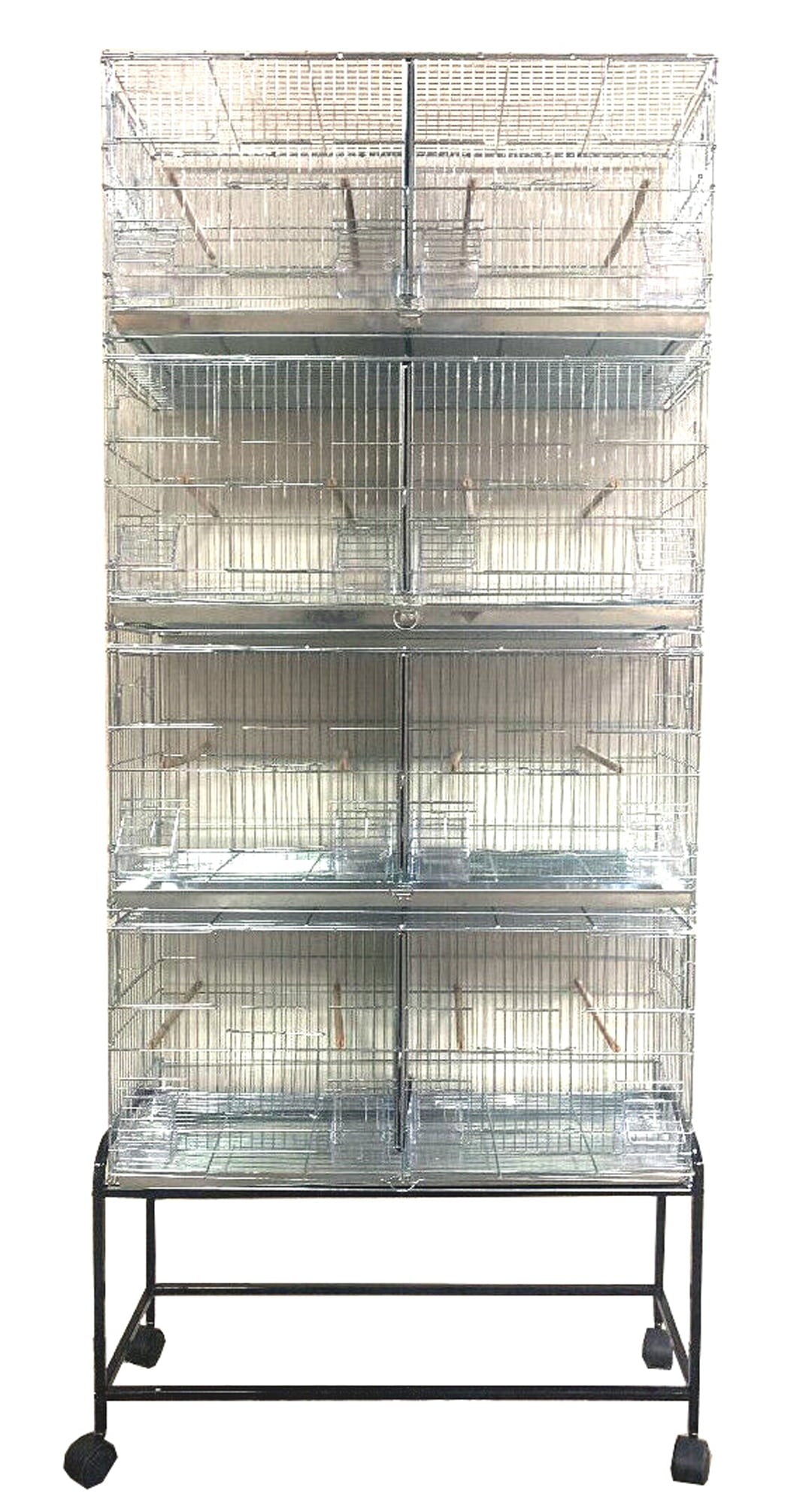 LOT of 4 Galvanized Plated Stackable Double Breeding Breeder Flight Bird Cage Center Dividers Side Breeding Nest Box Doors With Rolling Stand