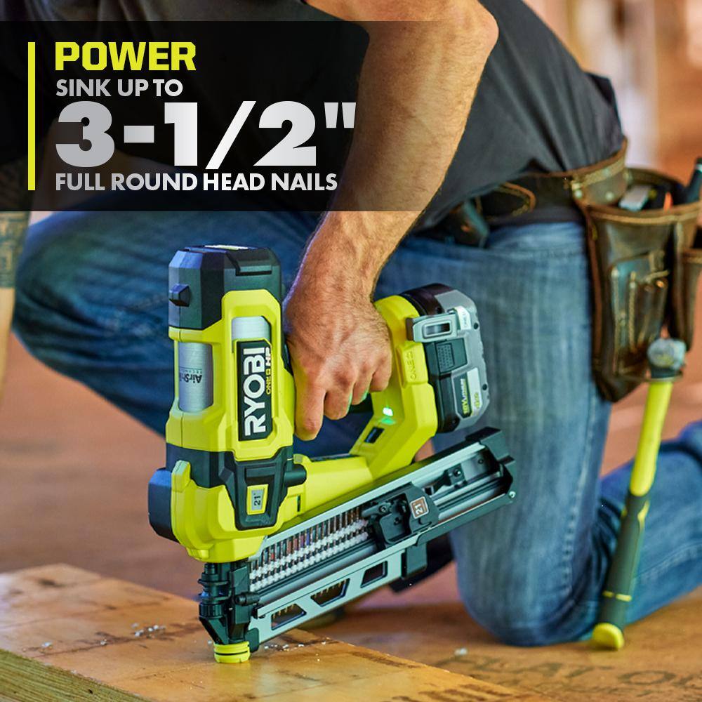 RYOBI ONE+ HP 18V Brushless Cordless AirStrike 21 Framing Nailer (Tool Only) PBL345B