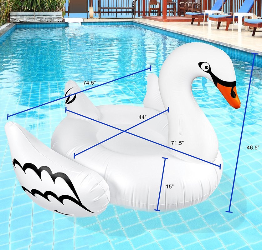 Greenco Giant Inflatable Swan Pool Float Lounger, 75