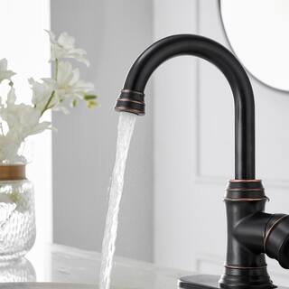 BWE Single Hole Single-Handle Bathroom Faucet Swivel Spout with Pop Up Drain with Overflow in Oil Rubbed Bronze A-96010-ORB