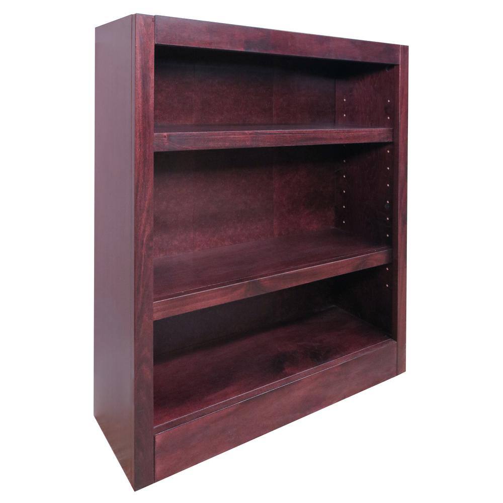 Concepts In Wood 36 in. Cherry Wood 3-shelf Standard Bookcase with Adjustable Shelves MI3036-C