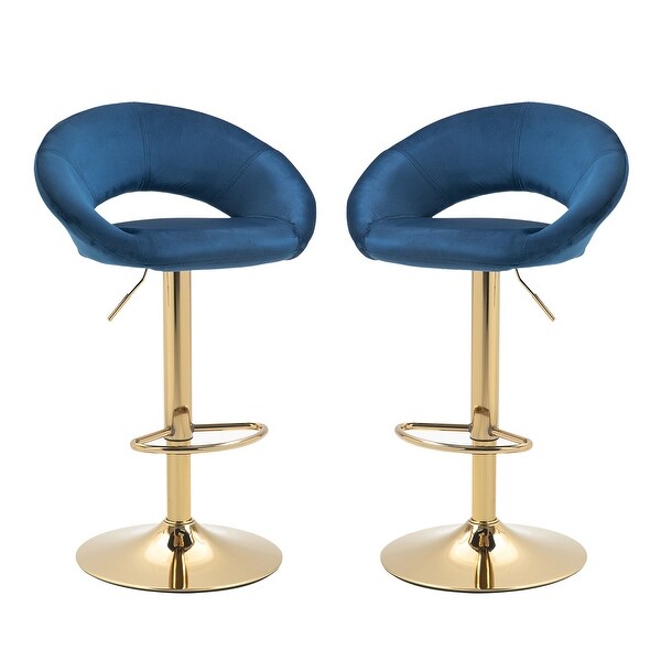 Set of 2 Elegant Velvet Adjustable Modern Dining Chairs， Swivel Bar Stools