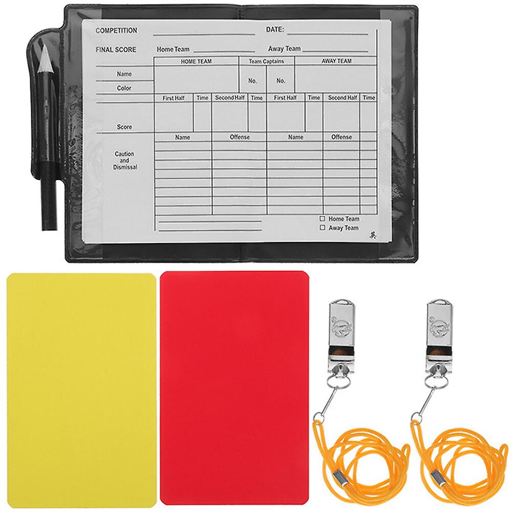 1 Set Of Football Referee Kit Referee Cards With Referee Whistles Notepad Pen For Football Soccer Sports