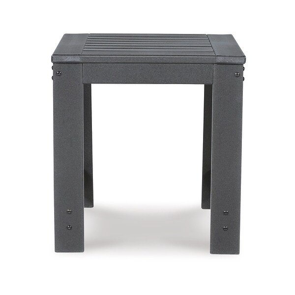 Wigo 22 Inch Outdoor Side End Table，Slatted Top，Modern Charcoal Gray