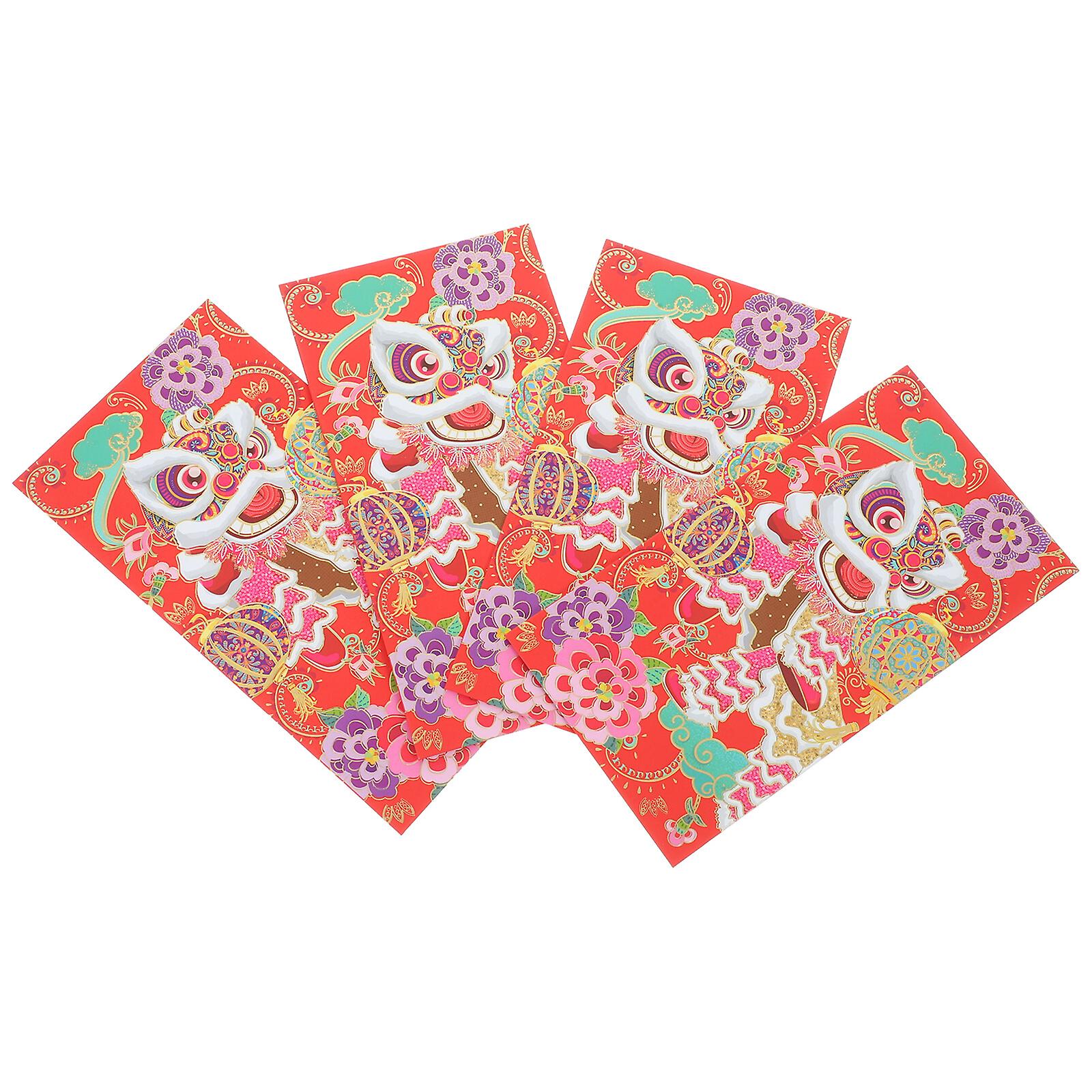 4pcs Chinese New Year Spring Festival Red Envelopes Dragon New Year Red Envelopes