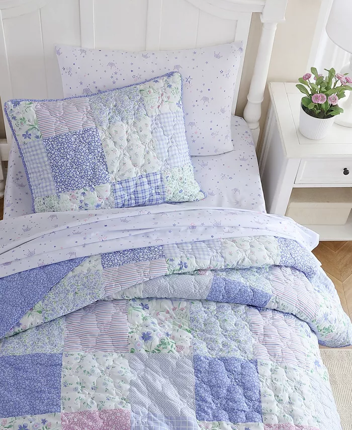 Laura Ashley Parker Patchwork Reversible 2 Piece Quilt Set， Twin