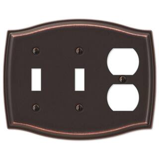 AMERELLE Vineyard 3 Gang 2-Toggle and 1-Duplex Steel Wall Plate - Aged Bronze 159TTDDB