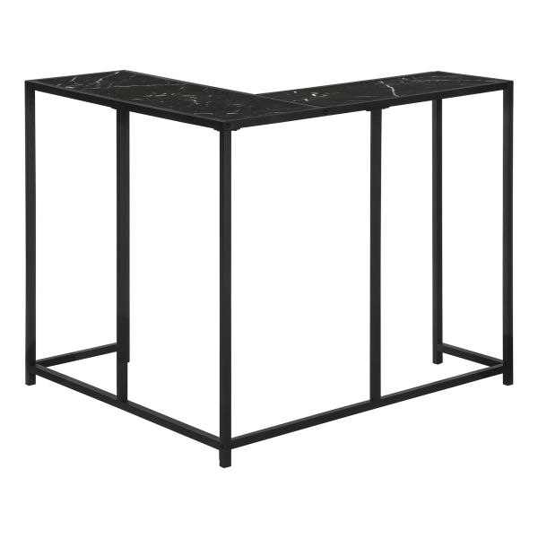 Accent Table， Console， Entryway， Narrow， Corner， Living Room， Bedroom， Black Marble Look Laminate， Black Metal， Contemporary， Modern