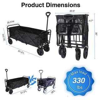 Tidoin Heavy Duty 4-Wheeled Folding Portable Hand Cart in Black DHS-YDW1-316