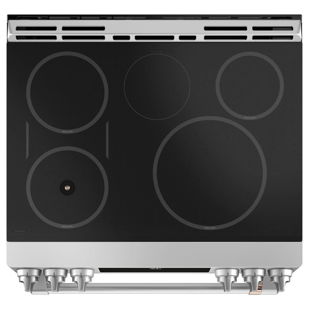 Cafe 30 in. 5.7 cu. ft. Slide-In Smart Induction Range with Self-Cleaning Convection Oven and in Stainless Steel CHS90XP2MS1