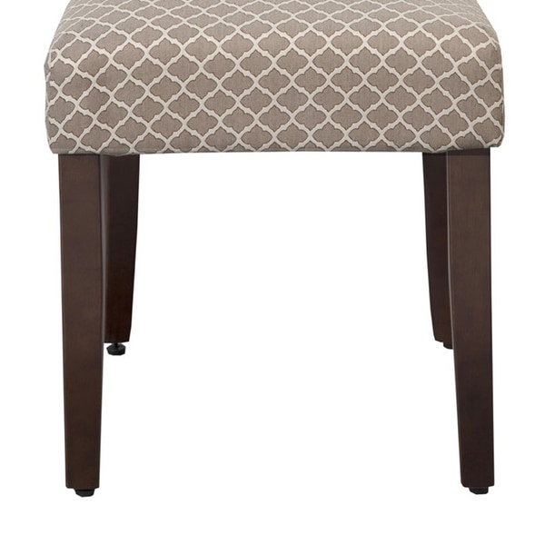 Quatrefoil Diamond Pattern Fabric Upholstered Chair with Wooden Legs， Brown and Cream， Set of Two - 38 H x 19 W x 23.5 L Inches