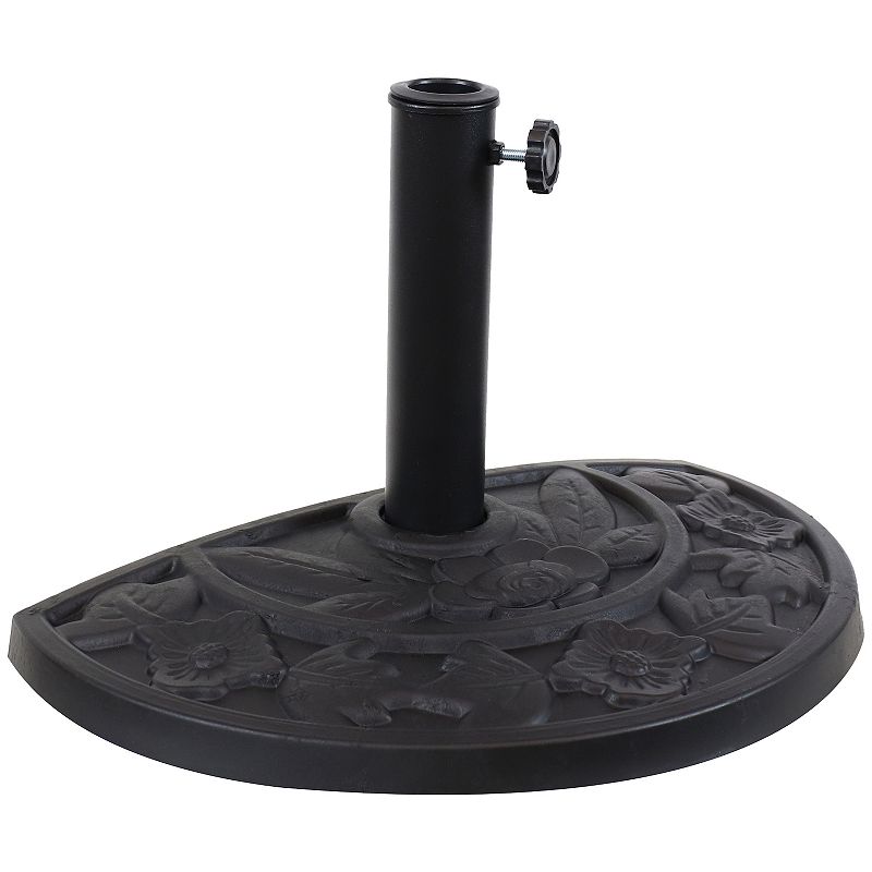 Sunnydaze 19 in Floral Resin Half Wall Patio Umbrella Base - Black