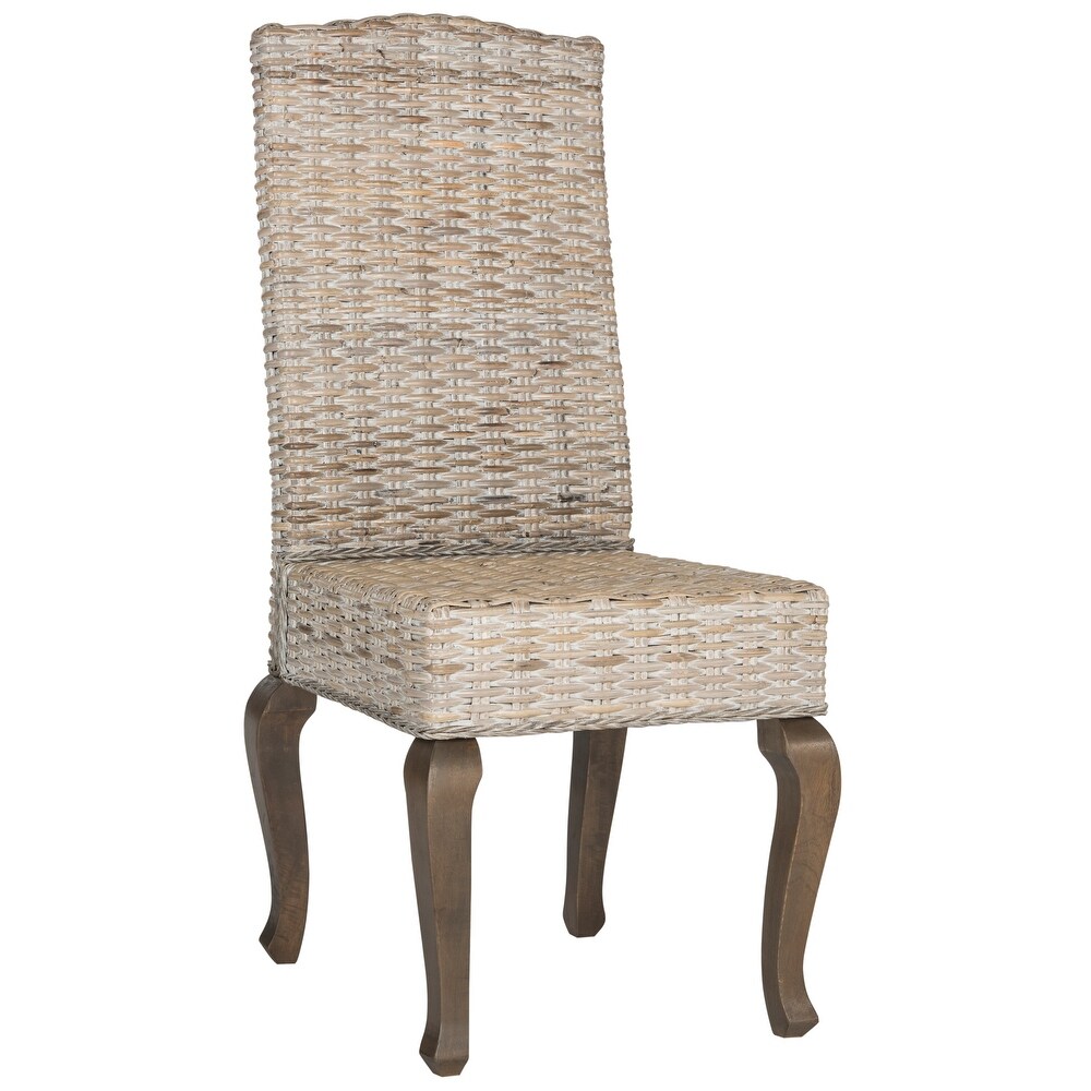 SAFAVIEH Dining Rural Woven Milos White Washed Dining Chairs (Set of 2)