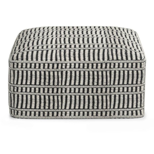 Wonda Square Woven Pet Polyester Pouf Black white Wyndenhall