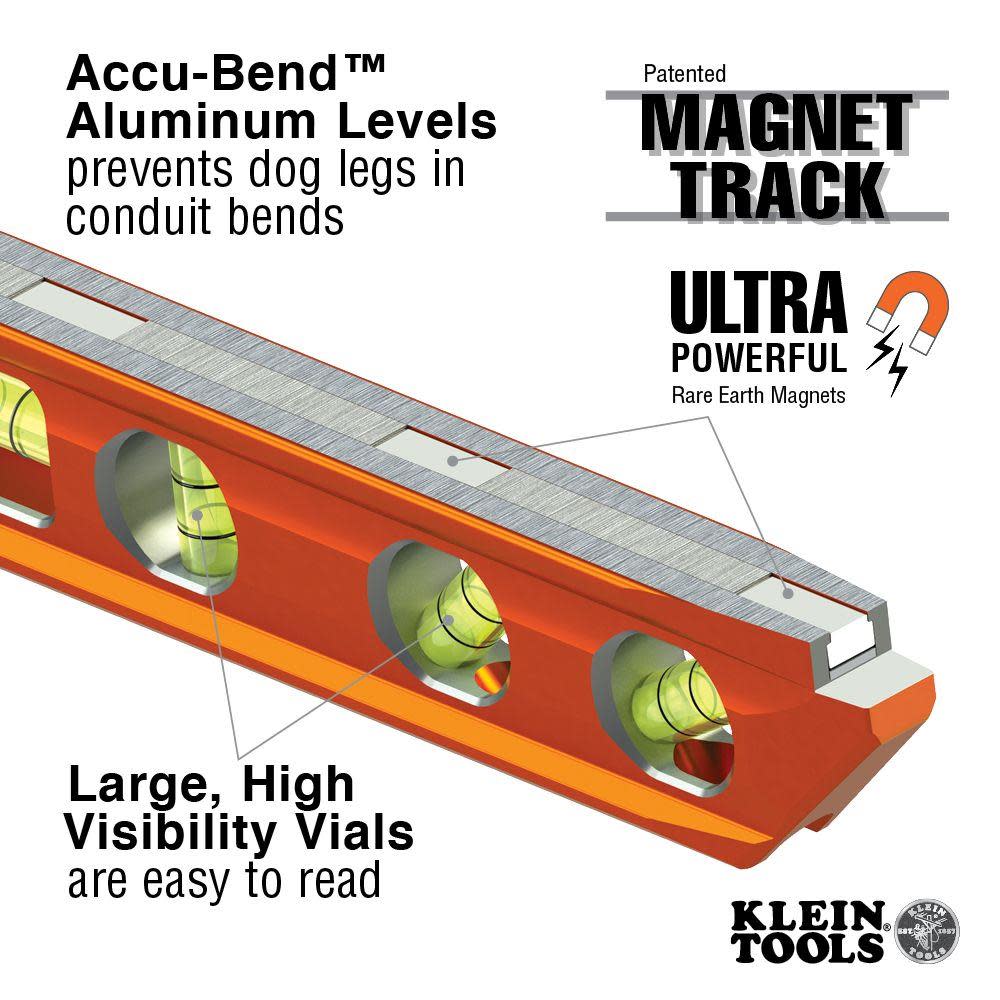 Klein Tools® Accu-Bend™ 4 Vial Level， REM