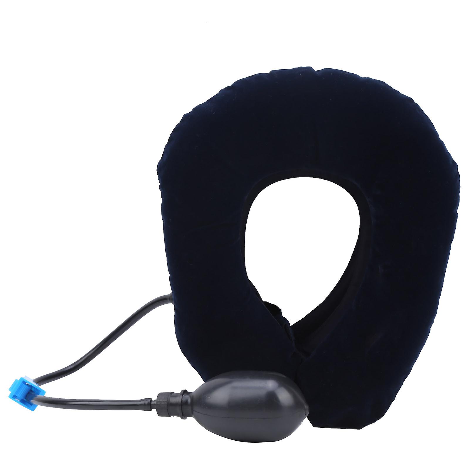 Inflatable 3 Layers Cervical Neck Traction Device Pain Relief Adjustable Neck Stretcherdark Blue