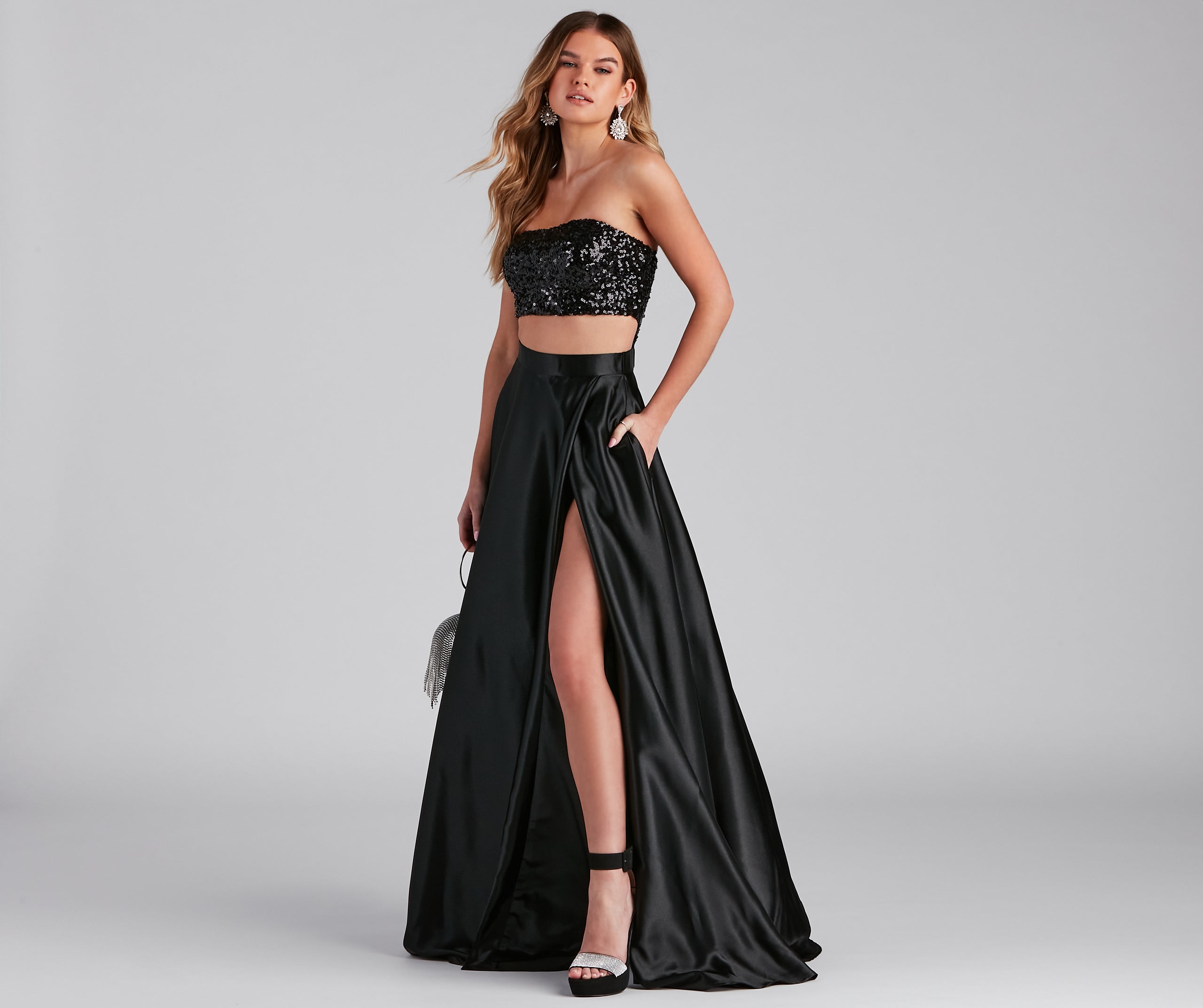 Celia Formal Sequin Two-Piece A-Line Dress