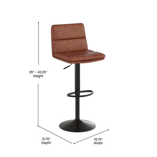 Set of 2 Armless Height Adjustable Bar Stools