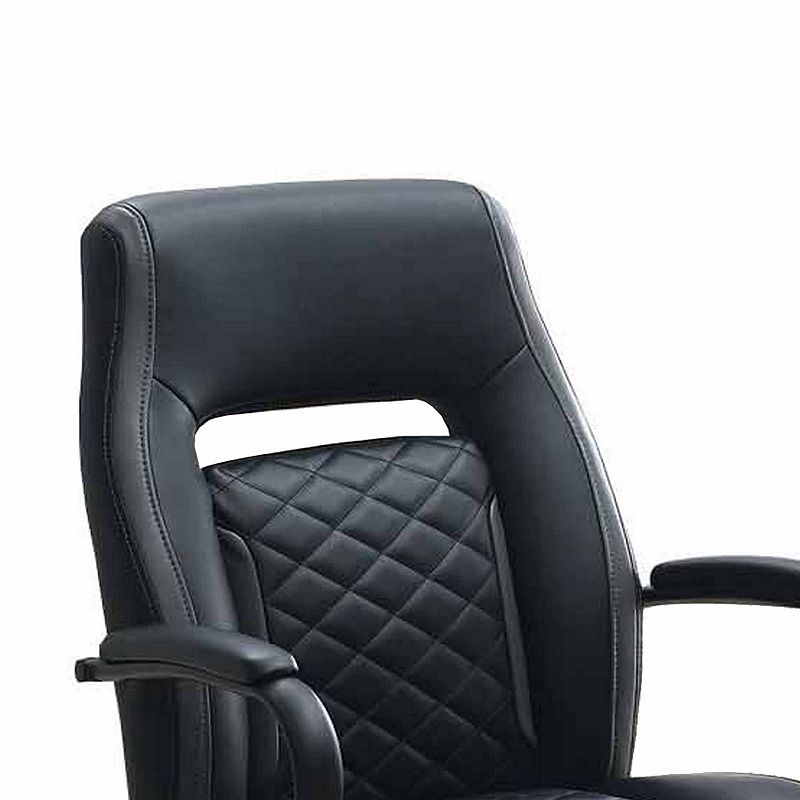 Ida 26 Inch Ergonomic Office Chair， Faux Leather Swivel Seat， Black， Gray