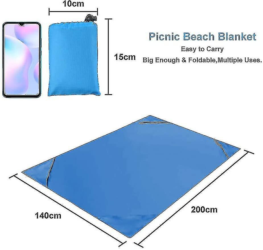 Picnic Blanket 200x140cm Outdoor Compact Beach Blanket Pocket Blanket Waterproof