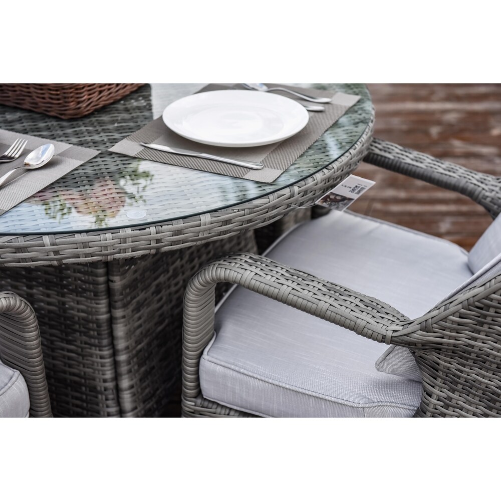 Moda Wicker 5 piece Patio Dining Table Set with Cushions