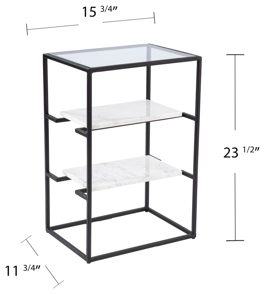 Judmont Glass Top End Table w/ Storage   Transitional   Armchairs And Accent Chairs   by SEI  Houzz